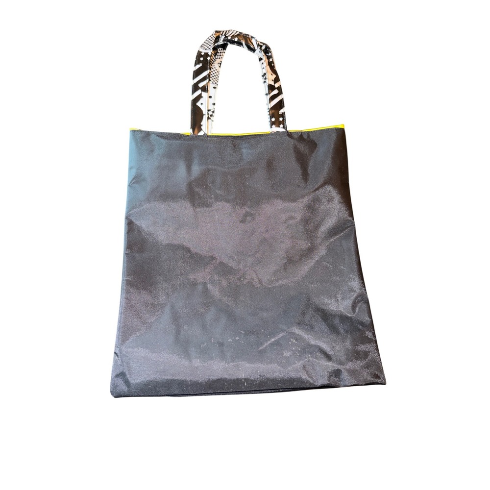 Trans Version Tote Bag Black Yellow Graphic Strap Drawstring Nylon Utility Bag